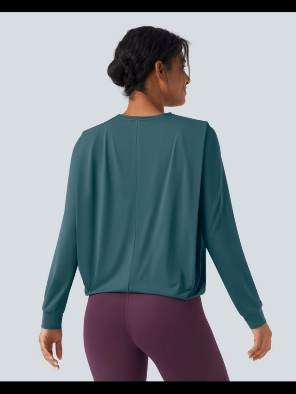 Halara Round Neck Long Sleeve Ruched Yoga Sports Top UPF50+ - Picture 2 of 6